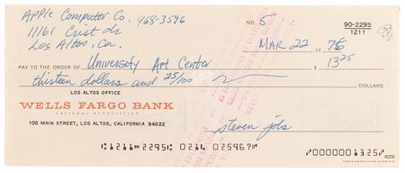 Lot #6001 Steve Jobs Signed 1976 Apple Computer Co. Check No. 5, Filled Out Entirely by the Company's Co-Founder - PSA GEM MT 10 - Image 2