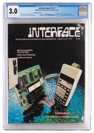 Lot #6013 Steve Jobs: Apple-1 Ad and Article in Interface Magazine from October 1976 - CGC 3.0 (OFF-WHITE TO WHITE Pages) - Image 1