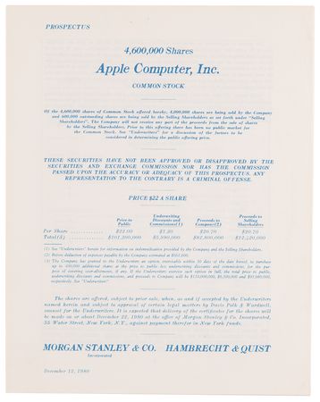 Lot #6238 Apple Computer, Inc. Original IPO Prospectus (December 12, 1980) with Original Preliminary Prospectus - Image 2