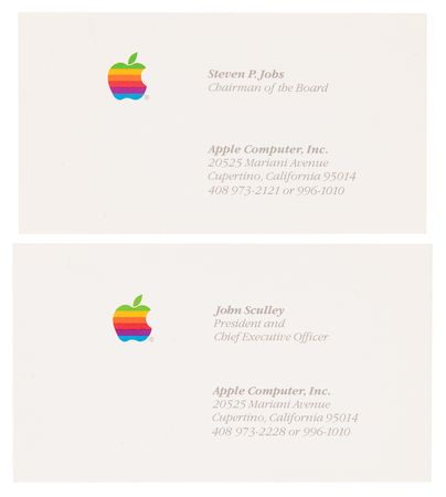 Lot #6010 Steve Jobs and John Sculley 'Print Sample' Apple Business Cards and Apple Corporate Identity Guideline Manual (1985) - From the Collection of Clement Mok - Image 2