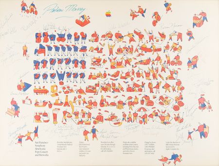 Lot #6229 Apple: San Francisco Symphony Multi-Signed Americana Pops Concert and Fireworks Poster (1987) - From the Collection of Clement Mok - Image 1