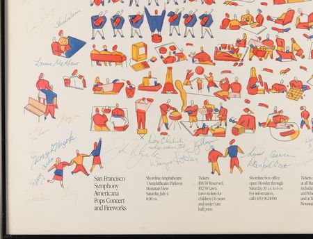 Lot #6229 Apple: San Francisco Symphony Multi-Signed Americana Pops Concert and Fireworks Poster (1987) - From the Collection of Clement Mok - Image 6