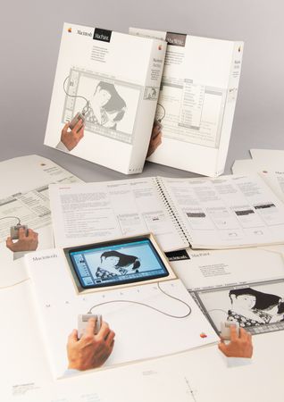 Lot #6192 Apple Macintosh MacPaint and MacWrite Boxes, Manuals, and Color Proof Poster - From the Collection of Clement Mok - Image 1