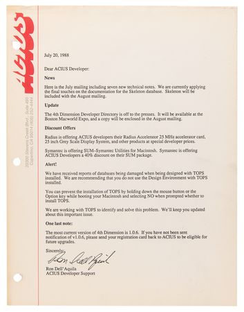 Lot #6162 Apple ACIUS 4th Dimension Developer Preproduction Binder and Demonstration Manual - Image 4