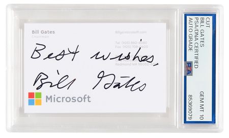 Lot #6281. Bill Gates Signature on Facsimile Business Card - PSA GEM MINT 10