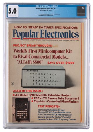 Lot #6300 Altair 8800: Popular Electronics Magazine from January 1975 - CGC 5.0 (OFF-WHITE TO WHITE Pages) - Image 1