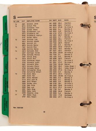 Lot #6214 Apple Computer In-House Telephone Directory (1985) - From the Collection of Dennis Grimm - Image 4