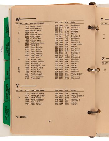 Lot #6214 Apple Computer In-House Telephone Directory (1985) - From the Collection of Dennis Grimm - Image 5