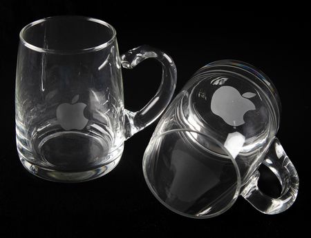 Lot #6159 Apple Computer (2) Crystal Beer Mugs - Image 1