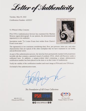 Lot #758 Marilyn Monroe Signed 'Greater Los Angeles Press Club' Program Page (1947) - Image 3