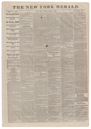 Lot #30 [Abraham Lincoln Inaugural Address]: New York Herald, March 5, 1865 - 