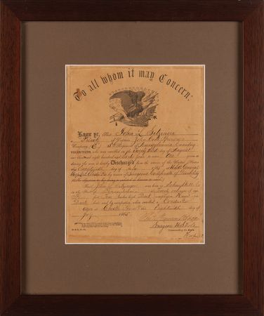 Lot #39 Civil War: Pvt. John L. Seitzinger's M1840 Saber, Cavalry Hat, and Cavalry Post G.A.R. Flag - Image 12