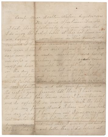 Lot #457 Civil War: Union Soldier's Letter on the