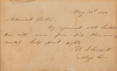 Lot #67 U. S. Grant Civil War-Dated Autograph Letter Signed to Admiral David Dixon Porter, Beginning the Siege of Vicksburg: 