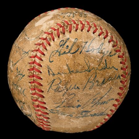 Lot #864 Brooklyn Dodgers: 1949 Team-Signed Baseball with Jackie Robinson, Roy Campanella, and Gil Hodges - Image 5