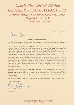 Lot #637 Beatles: George Harrison Signed Deluxe Genesis Book - Songs by George Harrison (Ltd. Ed. #1/250) - Image 10