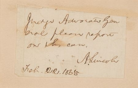 Lot #25 Abraham Lincoln Autograph Endorsement Signed as President to Joseph Holt, Prosecutor of the Assassination Conspirators - Image 1