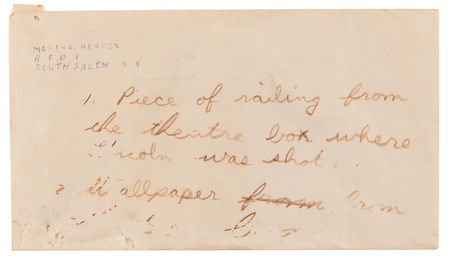 Lot #370 Lincoln Assassination: Ford's Theatre Railing and Wallpaper - Image 3