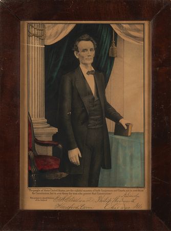Lot #152 Abraham Lincoln: Lithograph by E. B. & E. C. Kellogg - Cooper Union Quote - Image 1