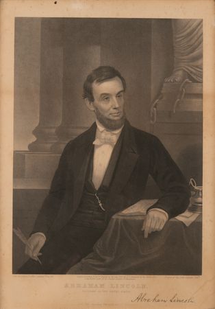 Lot #156 Abraham Lincoln: Engraving by John Sartain - Image 1
