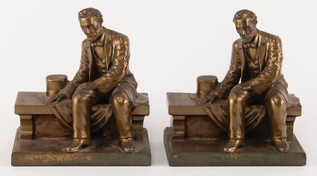 Lot #143 Abraham Lincoln: Seated Bronze Bookends (2) - Image 1