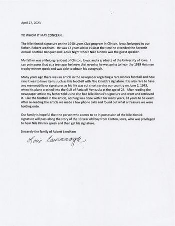 Lot #853 Nile Kinnick Rare Signed Menu - Image 3