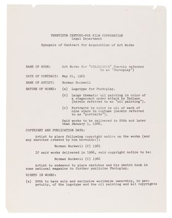 Lot #517 Norman Rockwell (3) Documents Signed for 'Stagecoach' Artwork - Image 2