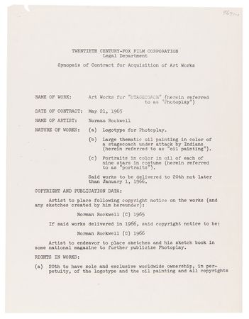 Lot #517 Norman Rockwell (3) Documents Signed for 'Stagecoach' Artwork - Image 5