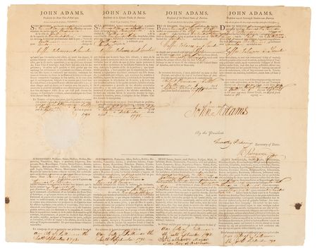 Lot #5 John Adams Document Signed as President - Four-Language Passport for the Ship Perseverance - Image 2