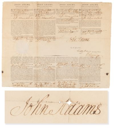 Lot #5 John Adams Document Signed as President -