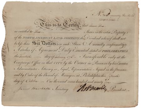 Lot #379 Robert Morris Document Signed to His