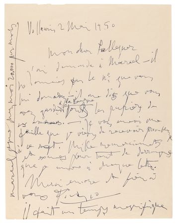Lot #513 Pablo Picasso Autograph Letter Signed to