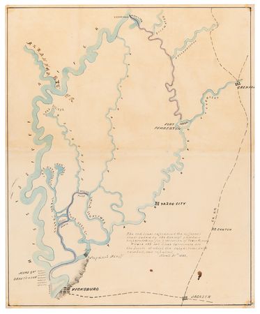 Lot #41 Leonidas Polk Signed Civil War-Dated Manuscript Map of the Vicksburg Campaign - Image 1