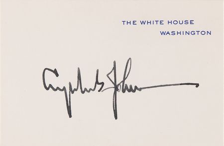 Lot #80 Lyndon B. Johnson Signed White House Card