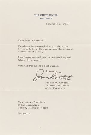 Lot #80 Lyndon B. Johnson Signed White House Card as President - Image 2