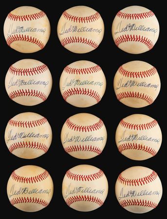 Lot #876 Ted Williams (12) Signed Baseballs