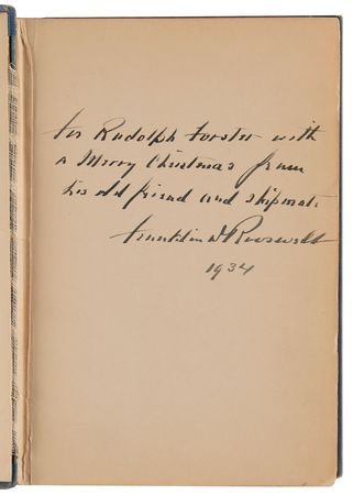 Lot #176 Franklin D. Roosevelt Signed Book - On Our Way, Inscribed to a White House Staffer: 