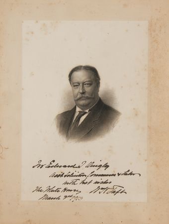 Lot #181 William H. Taft Signed Engraving as President - One Day Before Leaving the White House - Image 1