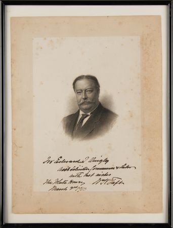 Lot #181 William H. Taft Signed Engraving as President - One Day Before Leaving the White House - Image 2