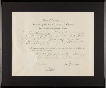 Lot #182 Harry S. Truman Document Signed as President, Civil Aeronautics Appointment for an Aviation Pioneer - Image 2