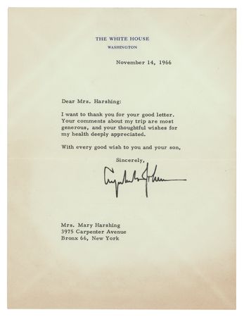 Lot #121 Lyndon B. Johnson Typed Letter Signed as