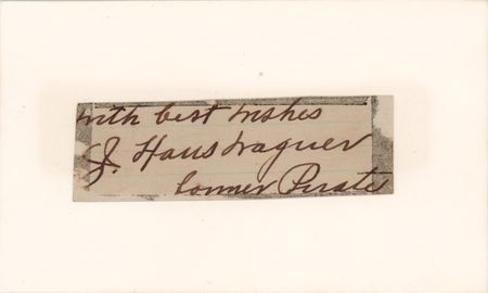 Lot #875 Honus Wagner Signature as J. Hans Wagner,