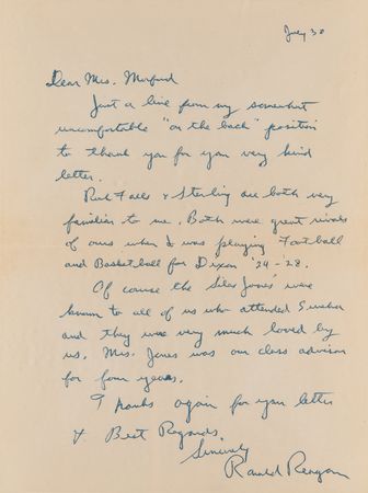 Lot #172 Ronald Reagan Autograph Letter Signed on His High School and College - Image 2