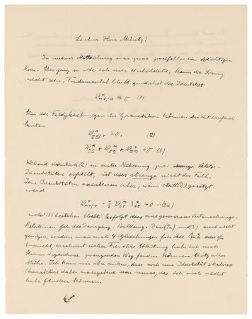 Lot #285 Albert Einstein Autograph Letter Signed, with Equations Related to His Work on Unified Field Theory - Image 1