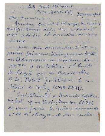 Lot #505 Marcel Duchamp Autograph Letter Signed,