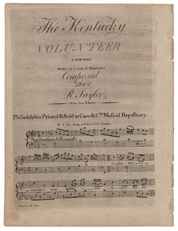 Lot #360 The Kentucky Volunteer: Sheet Music for