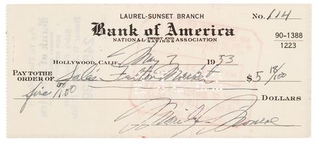 Lot #759 Marilyn Monroe Filled Out and Signed