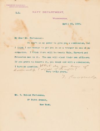 Lot #71 Theodore Roosevelt (4) Signed Letters to Cousin, a Fellow Rough Rider, with Rare Medal Collection - Three Letters Signed as President - Image 2