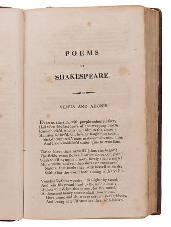 Lot #619 William Shakespeare: The Poems of Shakespeare (First American Collection of His Poetry, 1807) - Image 4