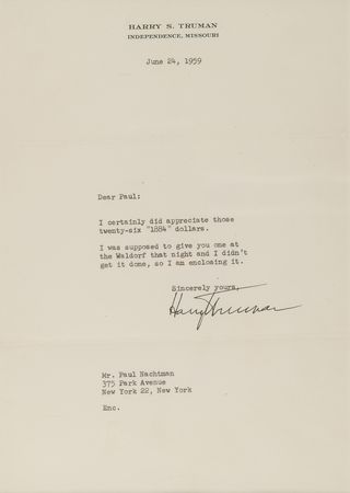 Lot #184 Harry S. Truman (2) Typed Letters Signed on Morgan Dollars - Image 3